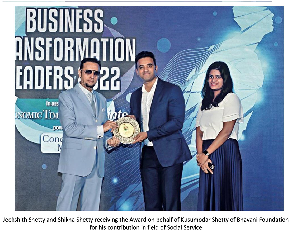 Kusumodar Shetty of Bhavani Foundation felicitated as Business Transformation Leader